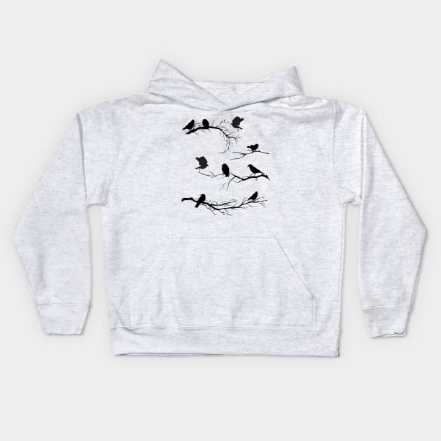 Crows on Branches Kids Hoodie by SWON Design